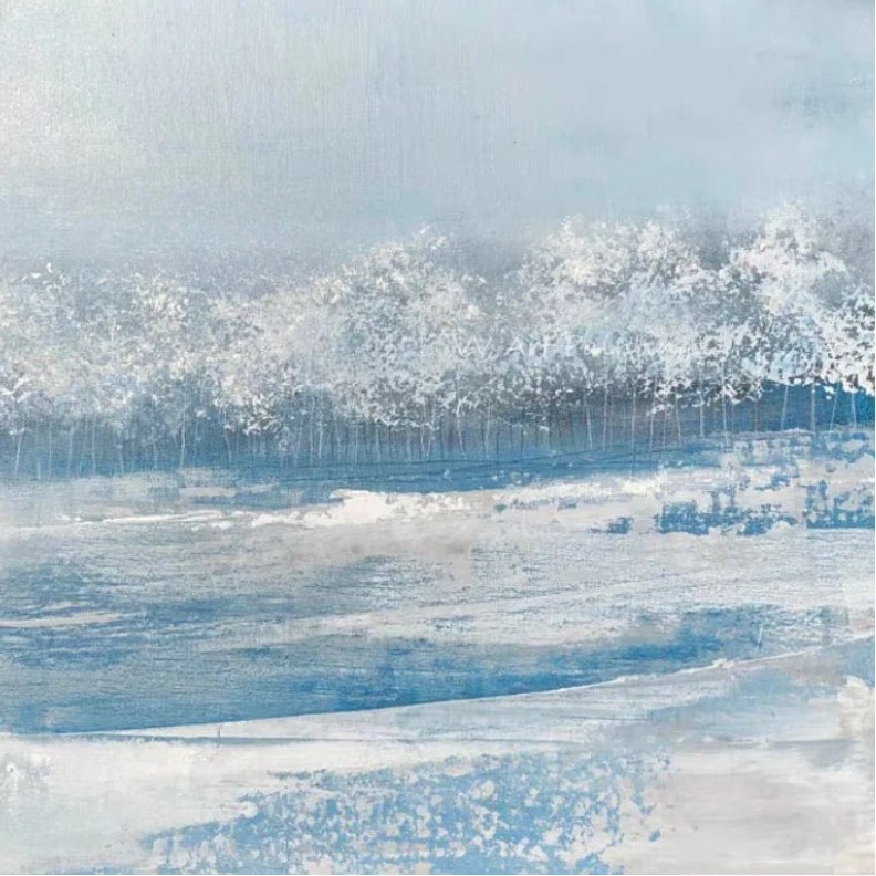 Abstract art with blue and white colors